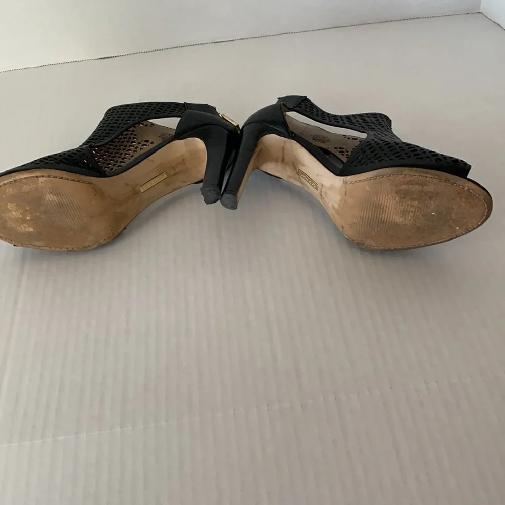 Louise et Cie leather Lo-Olivia2 sandal, black, 4 inch heel, size 8.5
